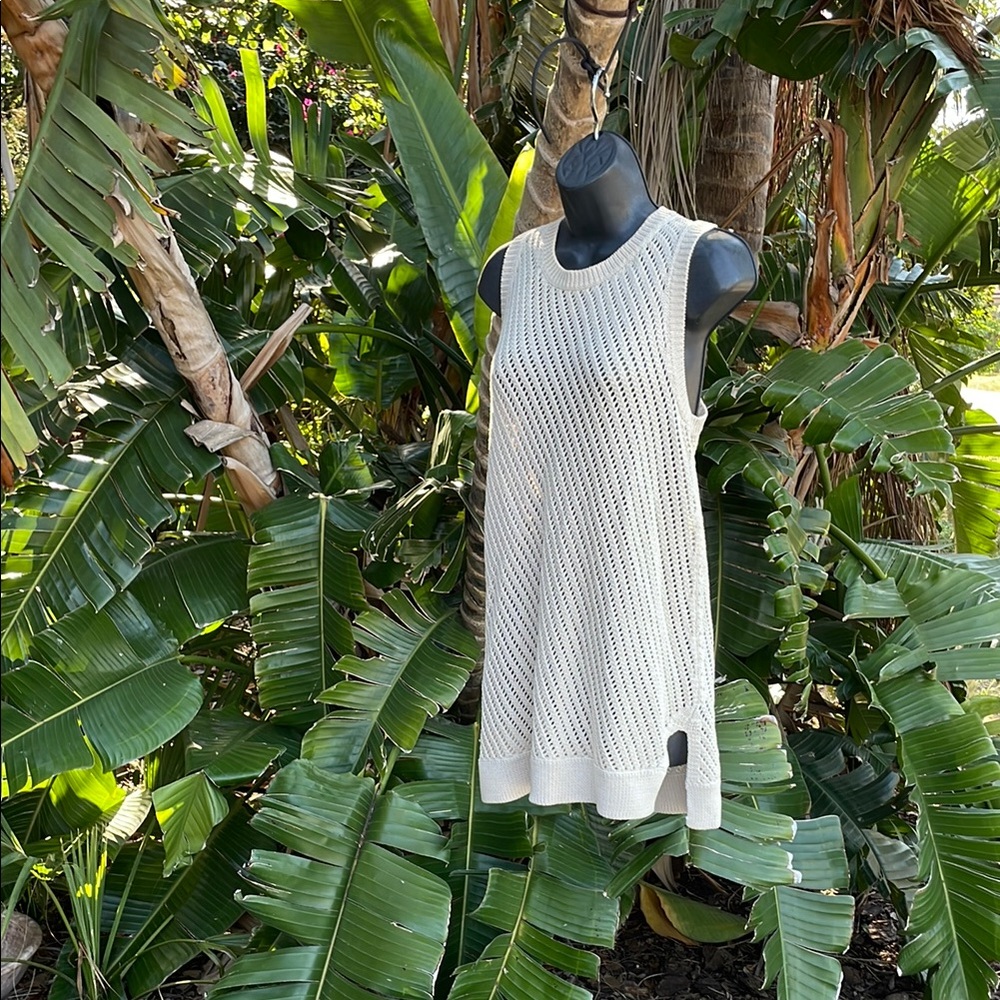 Vince, crochet sleeveless tunic top or vest